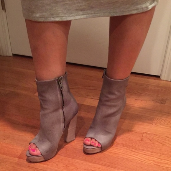 All Saints Gray Platform Open Toe Ankle Boots - Picture 3 of 4